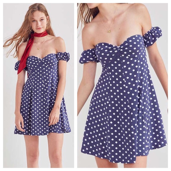 Urban Outfitters Dresses & Skirts - NWT UO Polka Dotted OTS Flare Dress